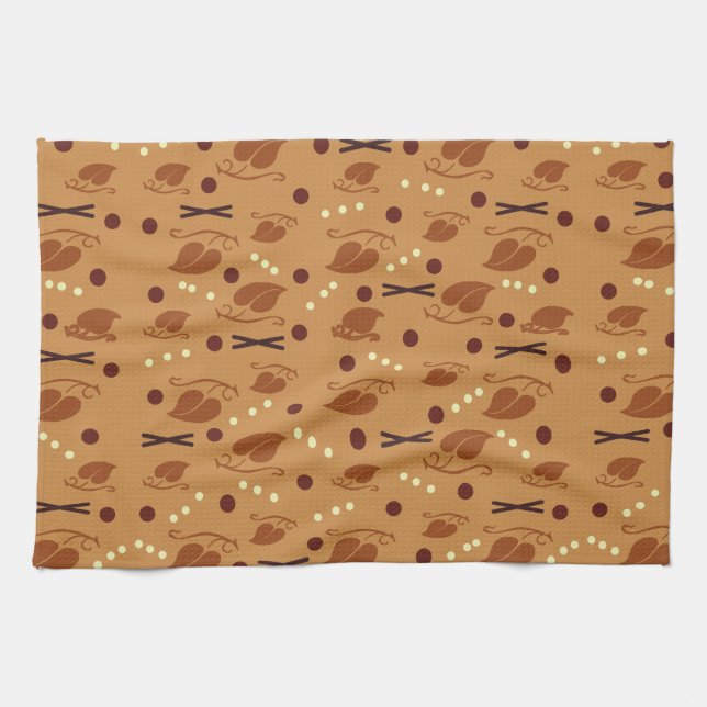 Autumn Leaves Muster Burnt Orange Geschirrtuch (Horizontal)