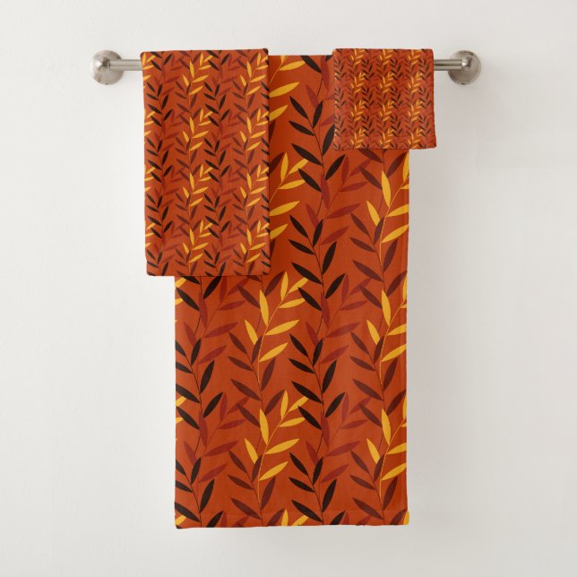 Autumn Leaves Pattern - Warm Fall Foliage Design Badhandtuch Set (Insitu)