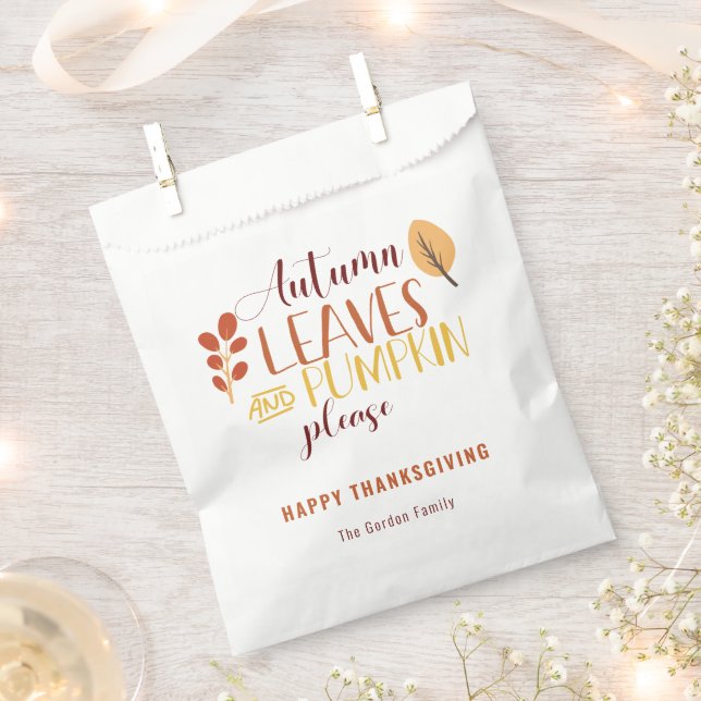 Autumn Leaves Pumpkin Bitte glücklich Thanksgiving Geschenktütchen (Ausgeschnitten)