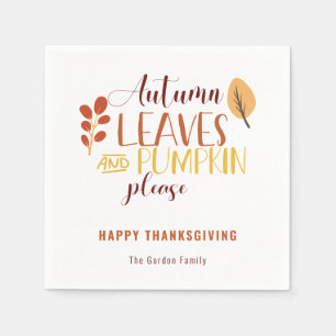 Autumn Leaves Pumpkin Bitte glücklich Thanksgiving Serviette