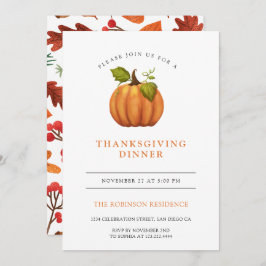Autumn Leaves Pumpkin Erntedank Dinner Einladung