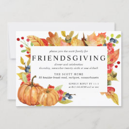 Autumn Leaves Pumpkin Friendsgiving Dinner Einladung
