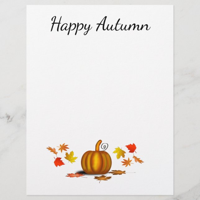 Autumn Leaves & Pumpkin Stationery (Vorderseite)