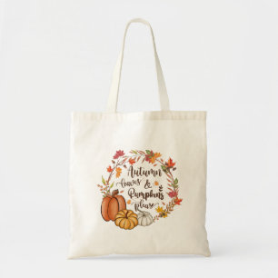 Autumn Leaves Pumpkins Fall Orange Green Yellow  Tragetasche