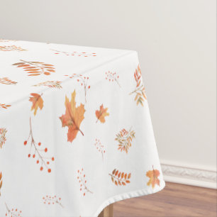 Autumn Leaves Red Berries White Tischdecke