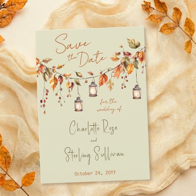Autumn Leaves Rustic Watercolor Elegant Wedding Save The Date (Von Creator hochgeladen)