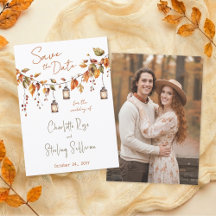 Autumn Leaves Rustic Watercolor Elegant Wedding