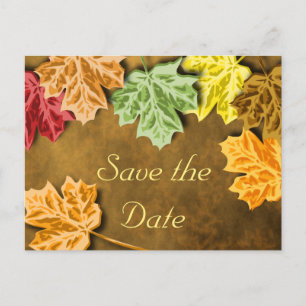 Autumn Leaves Save the Date Postcard Ankündigungspostkarte