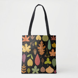 Autumn leaves vintage set isolated on black backgr
