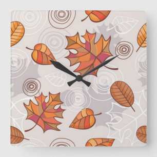 Autumn Leaves Wall Clock Quadratische Wanduhr