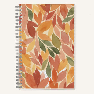 Autumn Leaves Watercolor Pattern Notizbuch