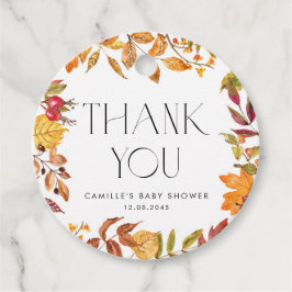 Autumn Leaves Wreath Baby Dusche Vielen Dank Geschenkanhänger