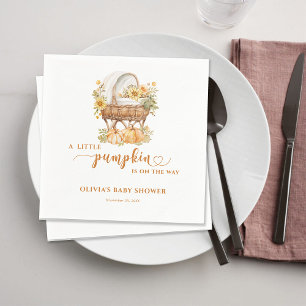 Autumn Little Pumpkin Neutral Baby Shower Serviette