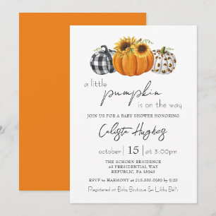 Autumn Little Pumpkin Sunflower Rustic Baby Shower Einladung