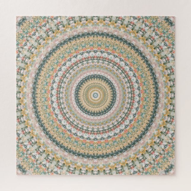 Autumn Mandala Boho Hippie Retro Abstrakte Kunst Puzzle (Vertikal)