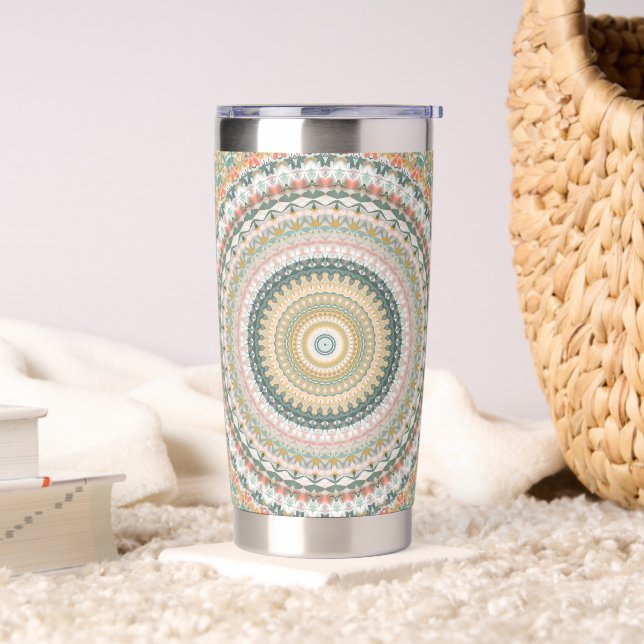 Autumn Mandala Boho Hippie Retro Abstrakte Kunst Thermobecher (Wohnzimmer)
