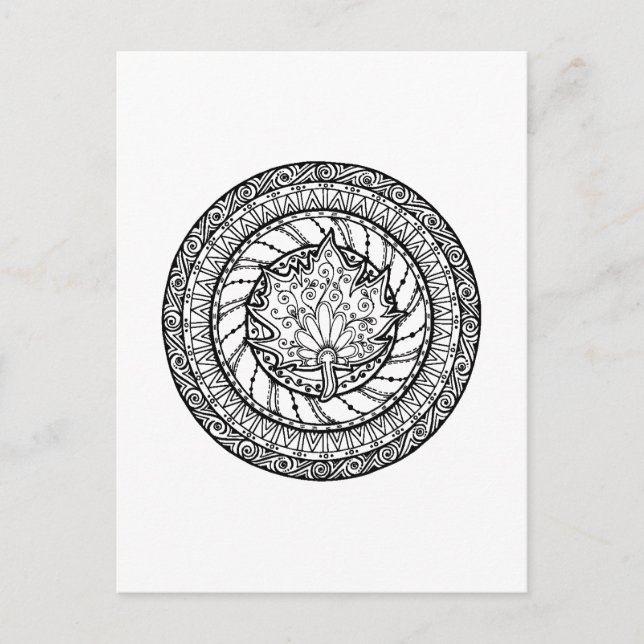 Autumn Maple Leaf Doodle Postkarte (Vorderseite)