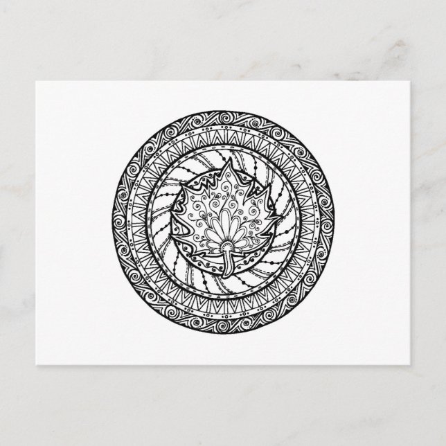 Autumn Maple Leaf Doodle Postkarte (Vorderseite)