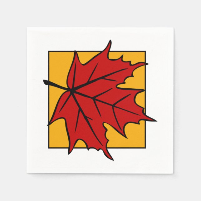 Autumn Maple Leaf Red Serviette (Vorderseite)