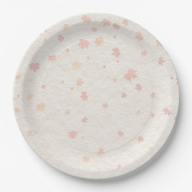 Autumn Maple Leaf | Soft Orange & Yellow Design Pappteller (Vorderseite)