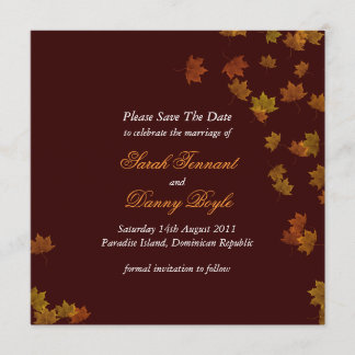 Autumn Maple Leaf Wedding Save the Date - Brown