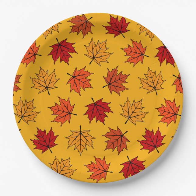 Autumn Maple Leaves Pappteller (Vorderseite)