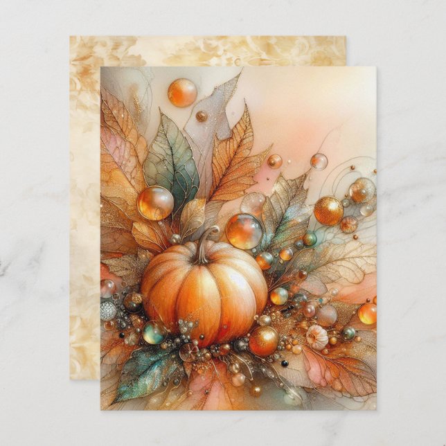 Autumn Maple Pumpkin Scrapbook Paper (Vorne/Hinten)
