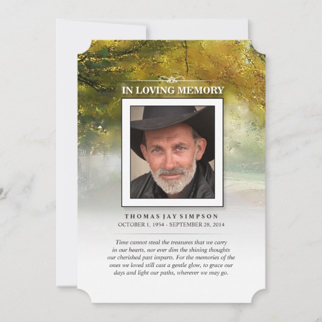 Autumn Memorial Dankeschön Card Einladung (Vorderseite)