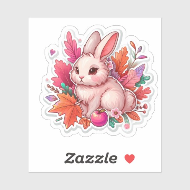 Autumn Mood: Happy Season / Pink Bunny Sticker #16 (Blatt)