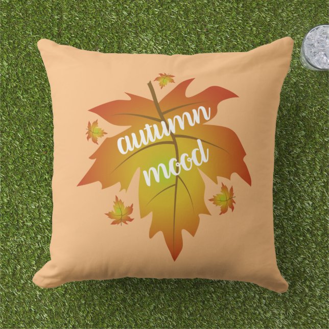 Autumn mood typography maple leaves  kissen (Gras)