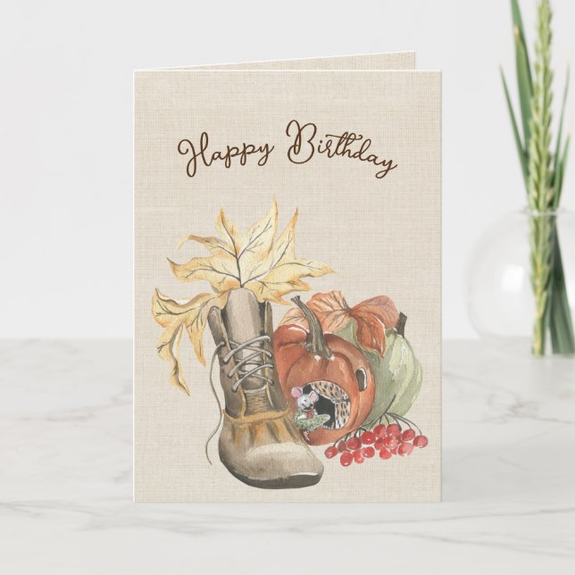 Autumn Mouse Birthday Spaß Karte (Vorderseite)