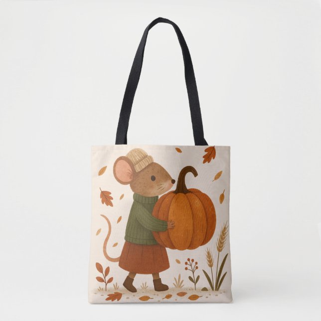 Autumn Mouse with Pumpkin - Whimsical Fall Illuste (Vorderseite)