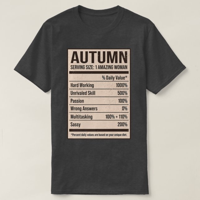 Autumn Nutrition Fakten Name Nickname Alias Titel  T-Shirt (Design vorne)