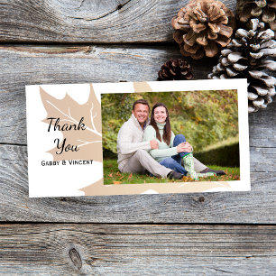 Autumn Oak Leaf Thank You Photo Card Dankeskarte