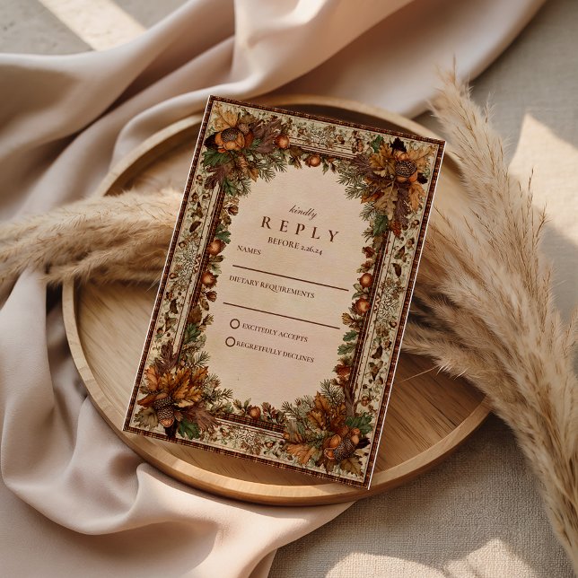 Autumn Oak Leaf Wedding RSVP Karte (Von Creator hochgeladen)