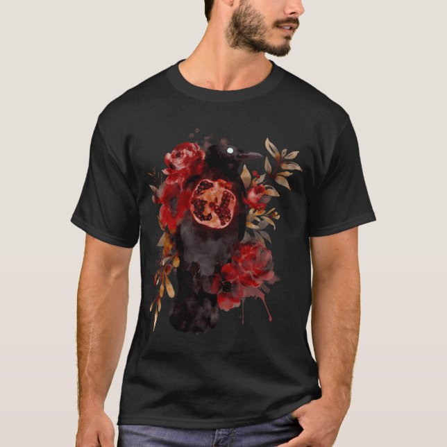 Autumn Oracle Crow Pomegranate T-Shirt (Vorderseite)