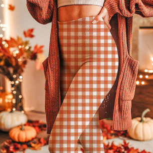 Autumn Orange Gingham Kariert Leggings