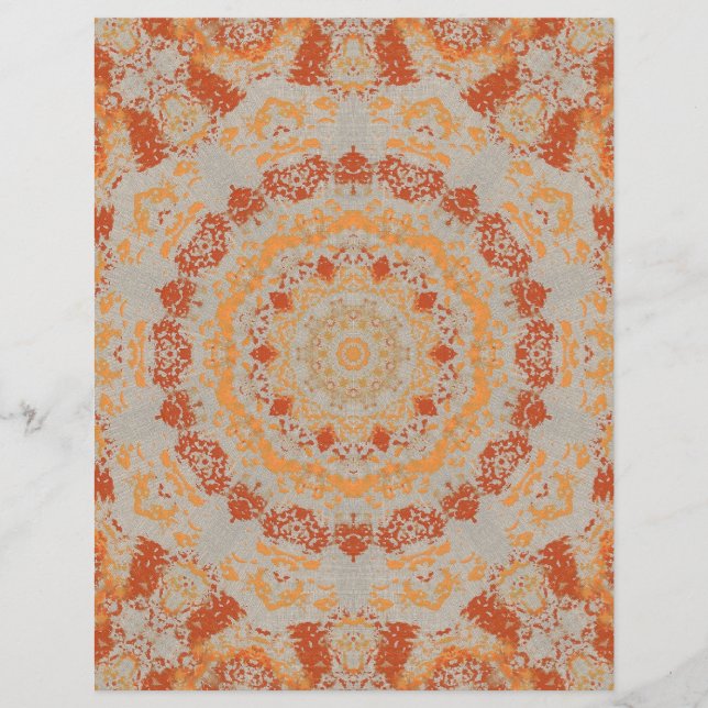 Autumn Orange Gray Kaleidoscope Pattern Scrapbook (Vorderseite)