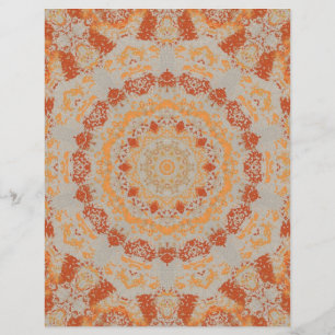 Autumn Orange Gray Kaleidoscope Pattern Scrapbook