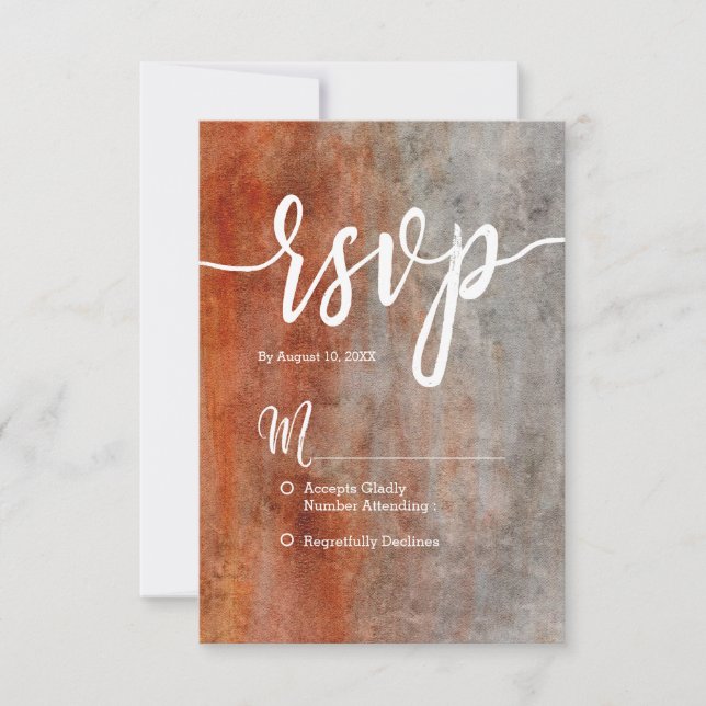Autumn Orange Gray Watercolor Simple Wedding RSVP (Vorderseite)