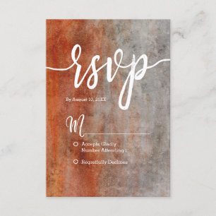 Autumn Orange Gray Watercolor Simple Wedding RSVP Karte