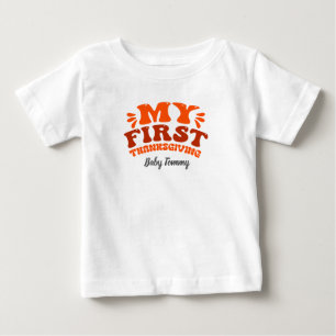 Autumn Orange Retro Mein erster Erntedank bearbeit Baby T-shirt