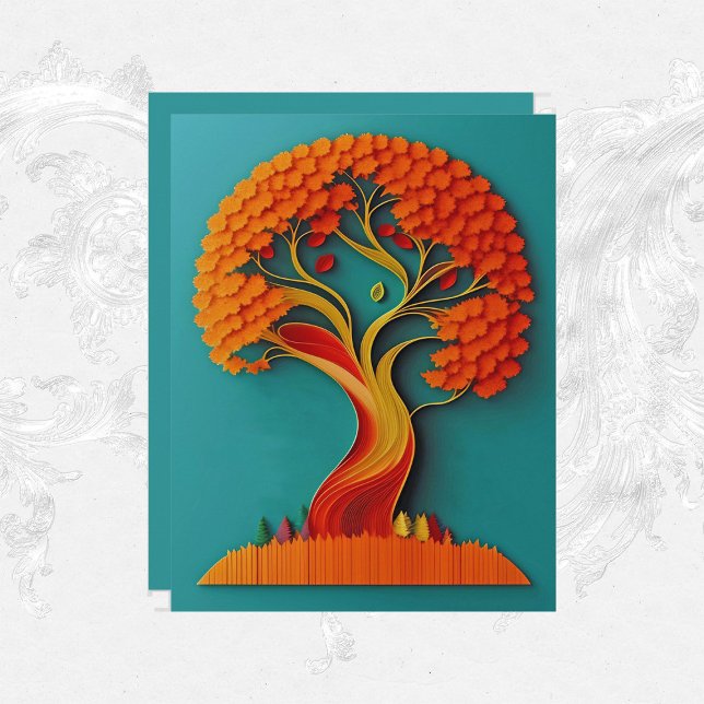 Autumn Orange Tree Quilling Scrapbook Paper (Von Creator hochgeladen)