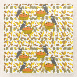 Autumn Owl and Pumpkin Pattern Glass Coaster Home Glasuntersetzer