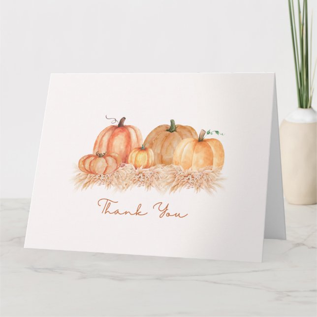 Autumn Pampas Grass Thank You Card | Neutral Boho Dankeskarte (Vorderseite)