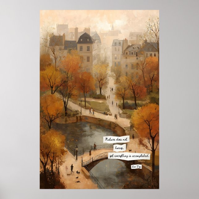 Autumn Park Path Poster  Bridge, Pond, Literary (Vorne)