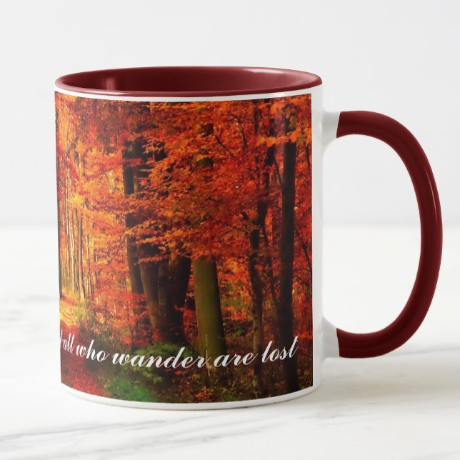 Autumn Path Herbstlaubs Custom Text Coffee Gift Tasse (Von Creator hochgeladen)