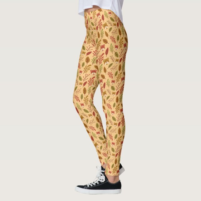 Autumn Pattern Teddy Leaf Leggings (Links)