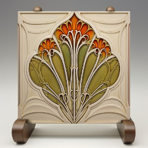 Autumn Petals Art Nouveau Fliese