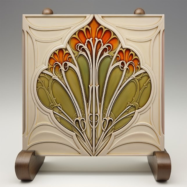 Autumn Petals Art Nouveau Fliese (Von Creator hochgeladen)